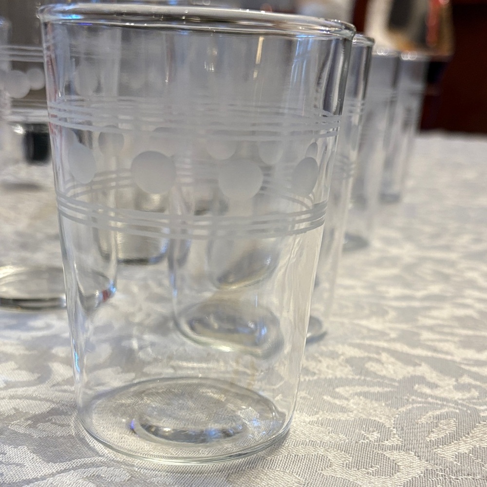 Vintage Clear Dot-Trim Glass Tumbler - Set of Drinking Glasses